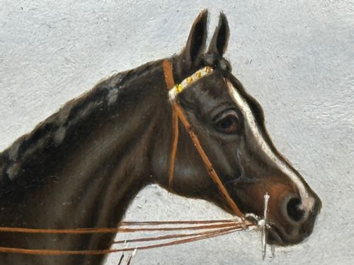 19TH CENTURY OIL PAINTING RACE HORSE HARVESTER JOCKEY DERBY WINNER - ADDITIONAL PHOTO 28