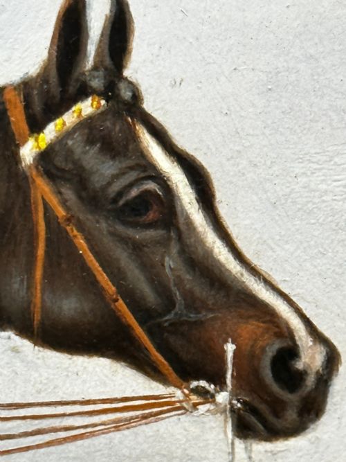 19TH CENTURY OIL PAINTING RACE HORSE HARVESTER JOCKEY DERBY WINNER - ADDITIONAL PHOTO 29