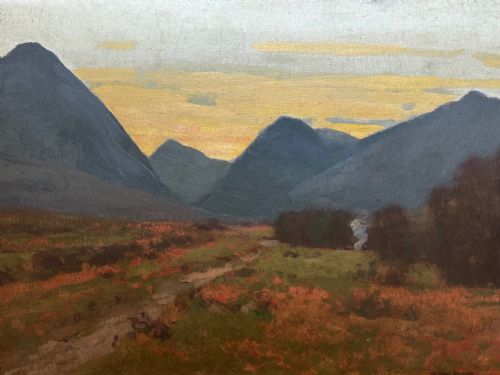 OIL PAINTING SCOTTISH MOOR EVENING GLEN SANNOX BY GEORGE HOUSTON RSA - ADDITIONAL PHOTO 1