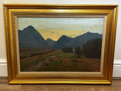 OIL PAINTING SCOTTISH MOOR EVENING GLEN SANNOX BY GEORGE HOUSTON RSA - ADDITIONAL PHOTO 2