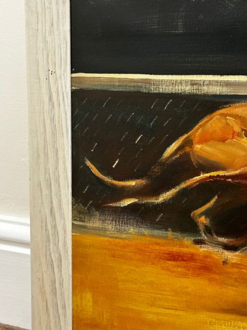 BRITISH OIL PAINTING GREYHOUNDS RACING BY JOHN RATTENBURY SKEAPING RA - ADDITIONAL PHOTO 2