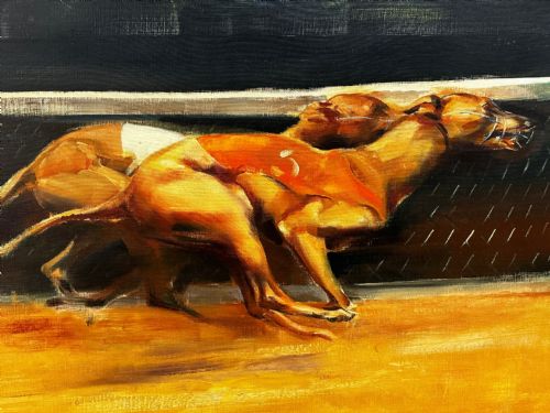 BRITISH OIL PAINTING GREYHOUNDS RACING BY JOHN RATTENBURY SKEAPING RA - ADDITIONAL PHOTO 7