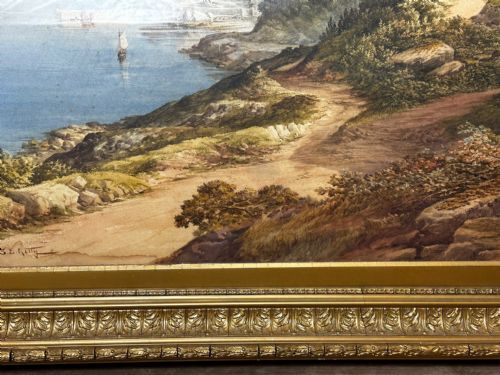 WATERCOLOUR LANDSCAPE BABBACOMBE BEACH DEVON BY SAMUEL EDWARD KELLY - ADDITIONAL PHOTO 2
