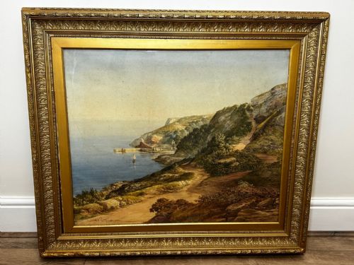 WATERCOLOUR LANDSCAPE BABBACOMBE BEACH DEVON BY SAMUEL EDWARD KELLY - ADDITIONAL PHOTO 3