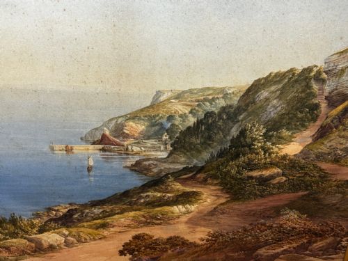 WATERCOLOUR LANDSCAPE BABBACOMBE BEACH DEVON BY SAMUEL EDWARD KELLY - ADDITIONAL PHOTO 11