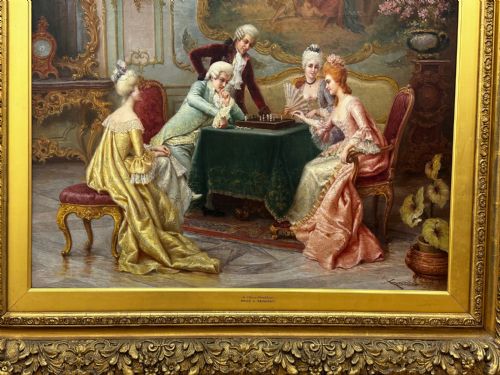 19TH CENTURY ITALIAN OIL PAINTING A CHESS PROBLEM BY CARLO FERRANTI - ADDITIONAL PHOTO 2