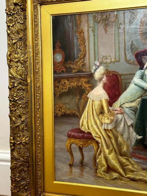 19TH CENTURY ITALIAN OIL PAINTING A CHESS PROBLEM BY CARLO FERRANTI - ADDITIONAL PHOTO 3
