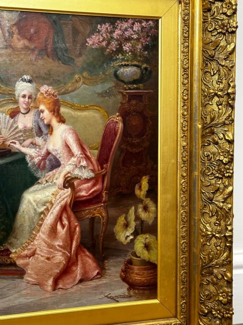19TH CENTURY ITALIAN OIL PAINTING A CHESS PROBLEM BY CARLO FERRANTI - ADDITIONAL PHOTO 5