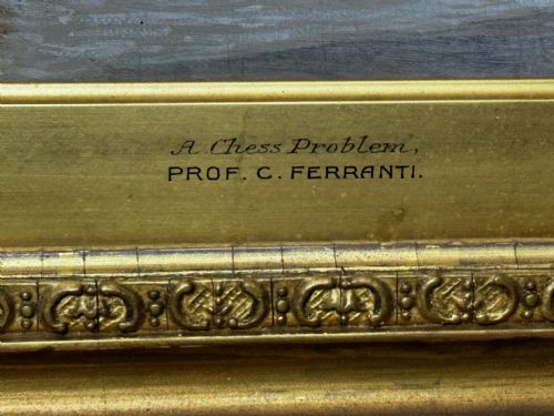 19TH CENTURY ITALIAN OIL PAINTING A CHESS PROBLEM BY CARLO FERRANTI - ADDITIONAL PHOTO 8