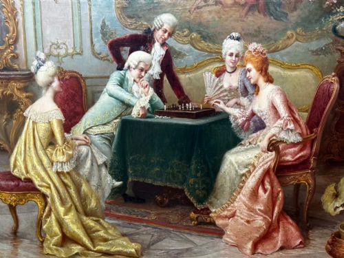 19TH CENTURY ITALIAN OIL PAINTING A CHESS PROBLEM BY CARLO FERRANTI - ADDITIONAL PHOTO 16