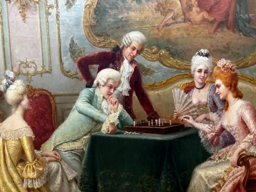 19TH CENTURY ITALIAN OIL PAINTING A CHESS PROBLEM BY CARLO FERRANTI - ADDITIONAL PHOTO 17