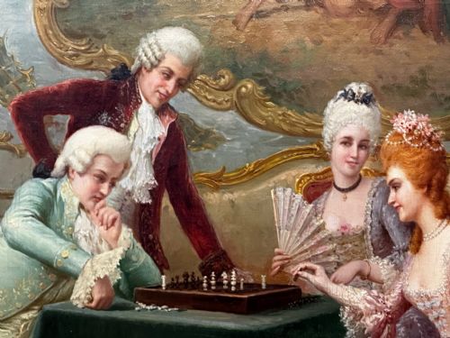 19TH CENTURY ITALIAN OIL PAINTING A CHESS PROBLEM BY CARLO FERRANTI - ADDITIONAL PHOTO 18