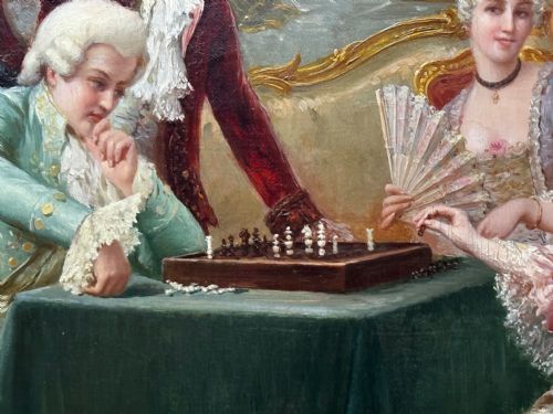 19TH CENTURY ITALIAN OIL PAINTING A CHESS PROBLEM BY CARLO FERRANTI - ADDITIONAL PHOTO 19