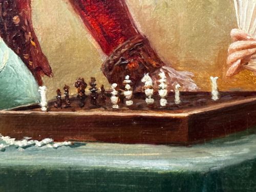 19TH CENTURY ITALIAN OIL PAINTING A CHESS PROBLEM BY CARLO FERRANTI - ADDITIONAL PHOTO 20