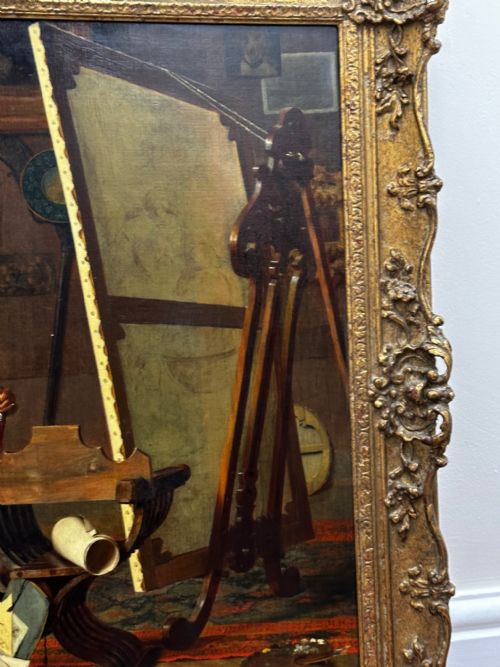 19TH CENTURY ITALIAN MUTUAL ADMIRATION OIL PAINTING BY POMPEO MASSANI - ADDITIONAL PHOTO 1