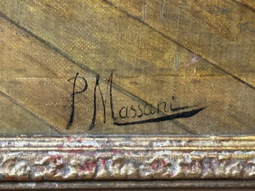 19TH CENTURY ITALIAN MUTUAL ADMIRATION OIL PAINTING BY POMPEO MASSANI - ADDITIONAL PHOTO 8