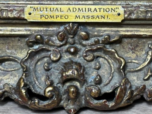 19TH CENTURY ITALIAN MUTUAL ADMIRATION OIL PAINTING BY POMPEO MASSANI - ADDITIONAL PHOTO 9