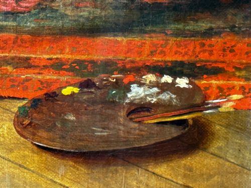 19TH CENTURY ITALIAN MUTUAL ADMIRATION OIL PAINTING BY POMPEO MASSANI - ADDITIONAL PHOTO 10