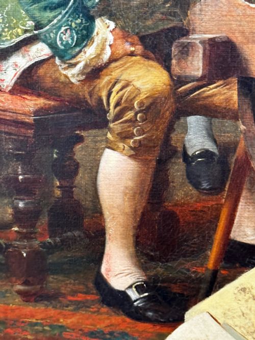19TH CENTURY ITALIAN MUTUAL ADMIRATION OIL PAINTING BY POMPEO MASSANI - ADDITIONAL PHOTO 26