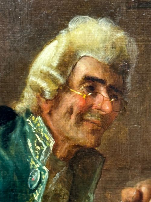 19TH CENTURY ITALIAN MUTUAL ADMIRATION OIL PAINTING BY POMPEO MASSANI - ADDITIONAL PHOTO 28
