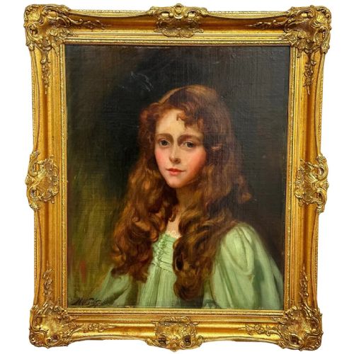Oil Painting Portrait Young Lady Ginger Hair by John William Schofield Rba Ri