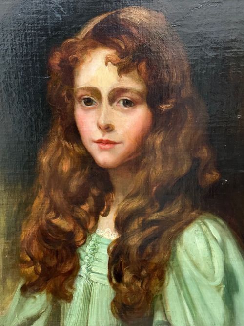 fig 2. Oil Painting Portrait Young Lady Ginger Hair By John William Schofield RBA RI