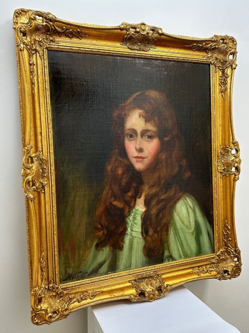 fig 3. Oil Painting Portrait Young Lady Ginger Hair By John William Schofield RBA RI
