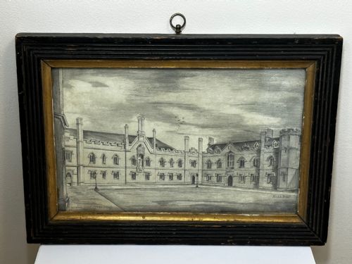 19TH CENTURY DRAWING GISBORNE COURT ST PETERS COLLEGE CAMBRIDGE - ADDITIONAL PHOTO 1
