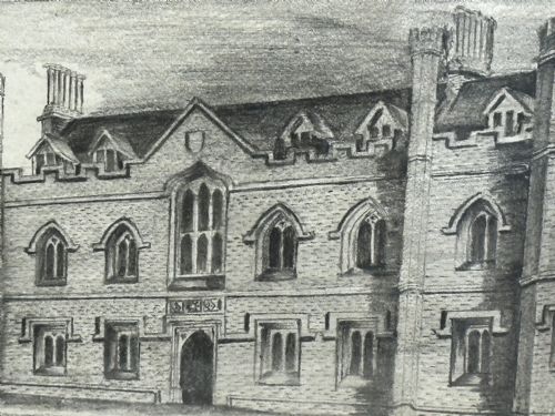 19TH CENTURY DRAWING GISBORNE COURT ST PETERS COLLEGE CAMBRIDGE - ADDITIONAL PHOTO 14