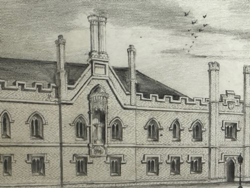 19TH CENTURY DRAWING GISBORNE COURT ST PETERS COLLEGE CAMBRIDGE - ADDITIONAL PHOTO 17