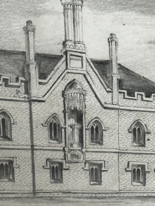 19TH CENTURY DRAWING GISBORNE COURT ST PETERS COLLEGE CAMBRIDGE - ADDITIONAL PHOTO 20