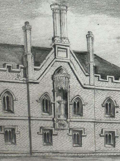 19TH CENTURY DRAWING GISBORNE COURT ST PETERS COLLEGE CAMBRIDGE - ADDITIONAL PHOTO 21