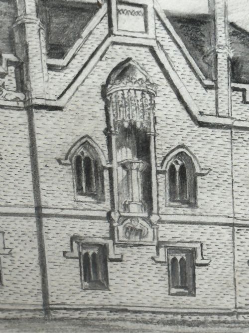 19TH CENTURY DRAWING GISBORNE COURT ST PETERS COLLEGE CAMBRIDGE - ADDITIONAL PHOTO 22