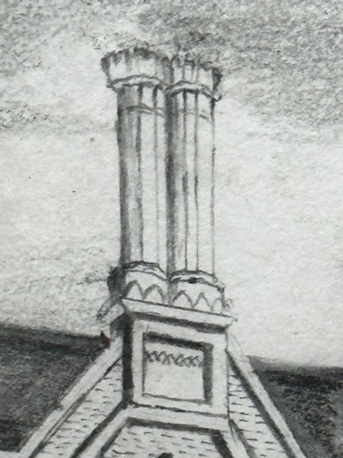 19TH CENTURY DRAWING GISBORNE COURT ST PETERS COLLEGE CAMBRIDGE - ADDITIONAL PHOTO 24
