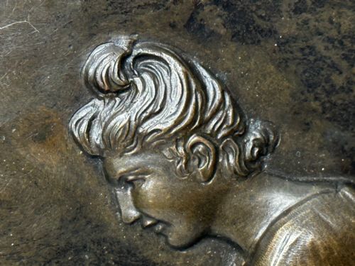 19TH CENTURY COALBROOKDALE BRONZE PLAQUE MOTHER HOLDING HER CHILD - ADDITIONAL PHOTO 21