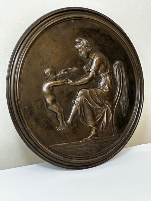 19TH CENTURY COALBROOKDALE BRONZE PLAQUE MOTHER HOLDING HER CHILD - ADDITIONAL PHOTO 24