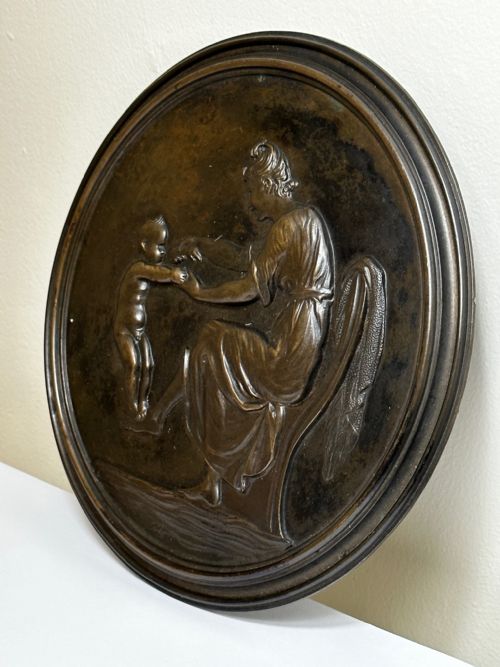 19TH CENTURY COALBROOKDALE BRONZE PLAQUE MOTHER HOLDING HER CHILD - ADDITIONAL PHOTO 25