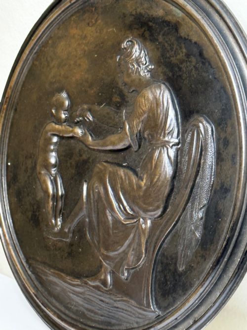 19TH CENTURY COALBROOKDALE BRONZE PLAQUE MOTHER HOLDING HER CHILD - ADDITIONAL PHOTO 26