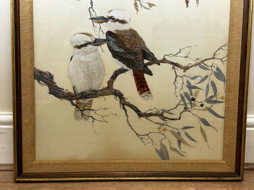 WATERCOLOUR GROUP 3 KOOKABURRAS BIRDS BUSH OUTBACK SIGNED ROBIN HILL - ADDITIONAL PHOTO 9