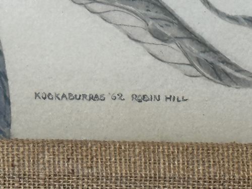 WATERCOLOUR GROUP 3 KOOKABURRAS BIRDS BUSH OUTBACK SIGNED ROBIN HILL - ADDITIONAL PHOTO 11
