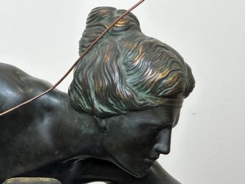 BRONZE SCULPTURE DIANA GODDESS HOLDING BOW ARROW SIGNED R HENN - ADDITIONAL PHOTO 17