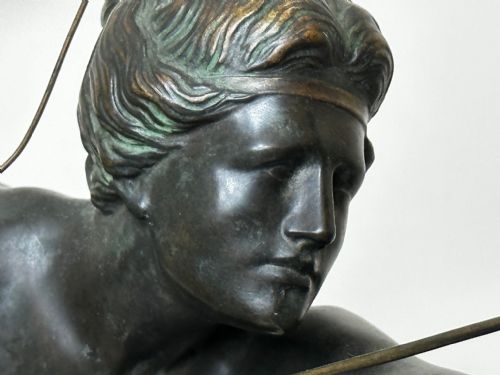 BRONZE SCULPTURE DIANA GODDESS HOLDING BOW ARROW SIGNED R HENN - ADDITIONAL PHOTO 19