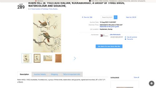 WATERCOLOUR GROUP 3 KOOKABURRAS BIRDS BUSH OUTBACK SIGNED ROBIN HILL - ADDITIONAL PHOTO 30