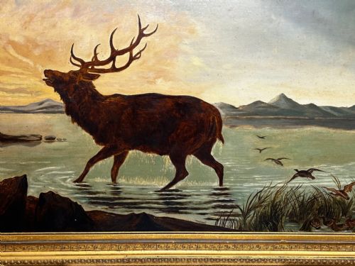 VICTORIAN OIL PAINTING STAG HIGHLANDS FOLLOWER CLARENCE HENRY ROE - ADDITIONAL PHOTO 4