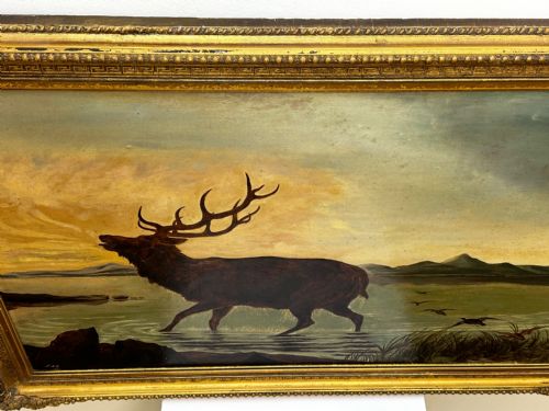 VICTORIAN OIL PAINTING STAG HIGHLANDS FOLLOWER CLARENCE HENRY ROE - ADDITIONAL PHOTO 6