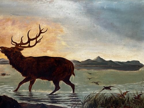 VICTORIAN OIL PAINTING STAG HIGHLANDS FOLLOWER CLARENCE HENRY ROE - ADDITIONAL PHOTO 7