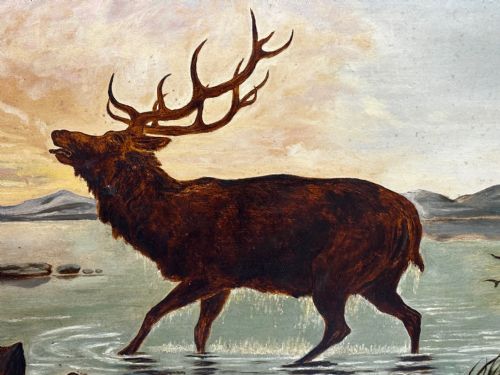 VICTORIAN OIL PAINTING STAG HIGHLANDS FOLLOWER CLARENCE HENRY ROE - ADDITIONAL PHOTO 10
