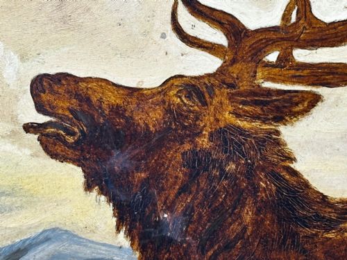 VICTORIAN OIL PAINTING STAG HIGHLANDS FOLLOWER CLARENCE HENRY ROE - ADDITIONAL PHOTO 13
