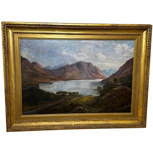 painting lake district crummock water by william mitchell of maryport - CATEGORY: ANTIQUE ART - DATED VICTORIAN