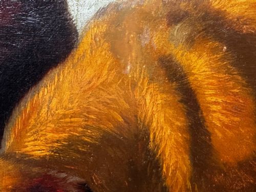 LARGE VICTORIAN OIL PAINTING HOUND DOGS IN SNOW WINTER SCOTTISH MOORS - ADDITIONAL PHOTO 18